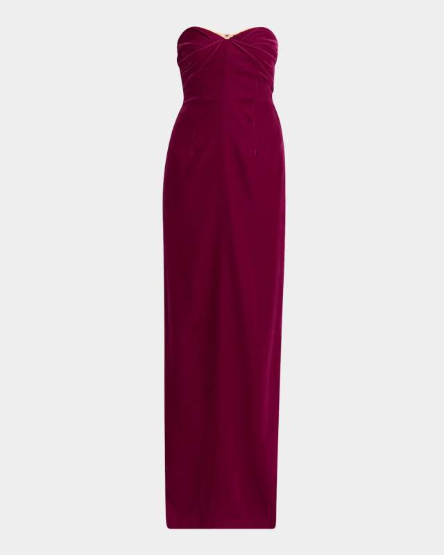 Strapless Lightweight Velvet Evening Gown